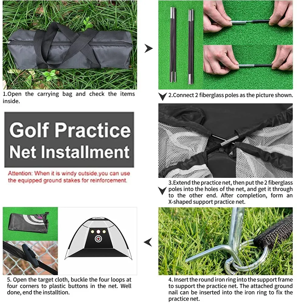 10 Foot Golf Practice Net with 3 Chipping Targets - Deluxe Golf Nets