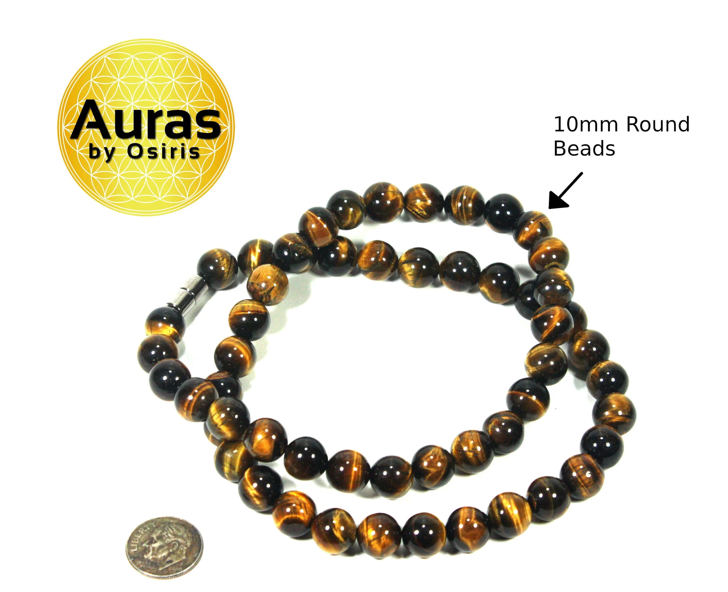 10mmTiger Eye Necklace - Mens Necklace - Beaded Necklace - Tribal Necklace - Good Luck - Confidence Gemstone Jewelry for Men/Wom