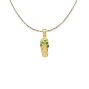 14k Yellow Gold May CZ Birthstone Flip Flop Necklace