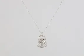 18.5 10k White Gold Crystal Purse Pendant Necklace (1.40g.)