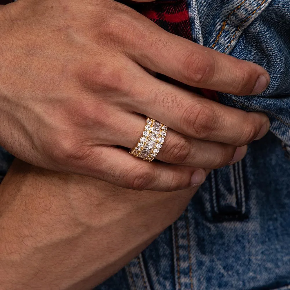 3 Row Diamond Baguette Eternity Ring