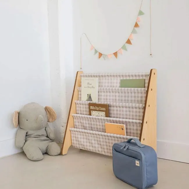 3 Sprouts Book Rack - Beige Gingham