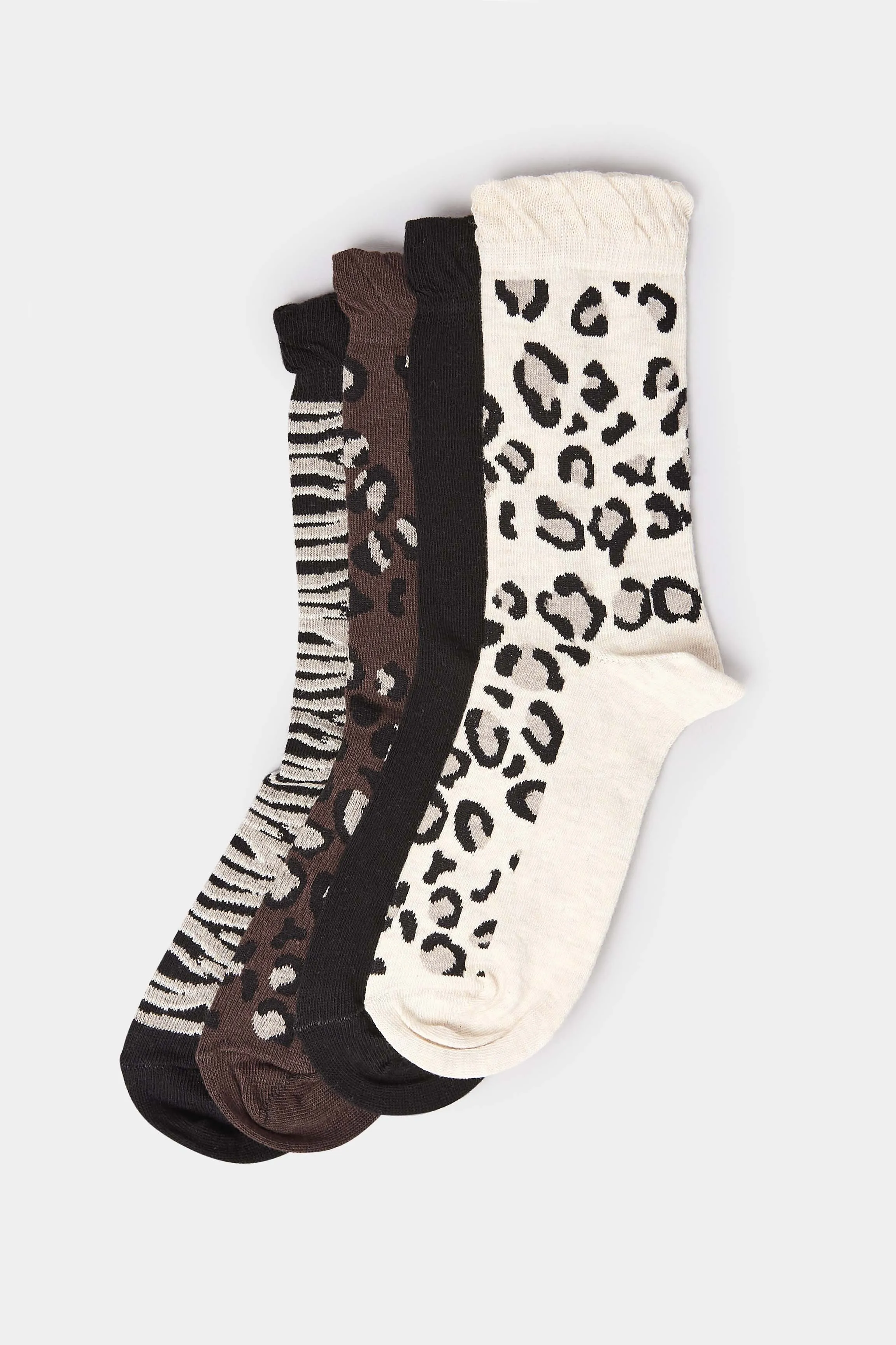 4 PACK White & Black Animal Print Socks