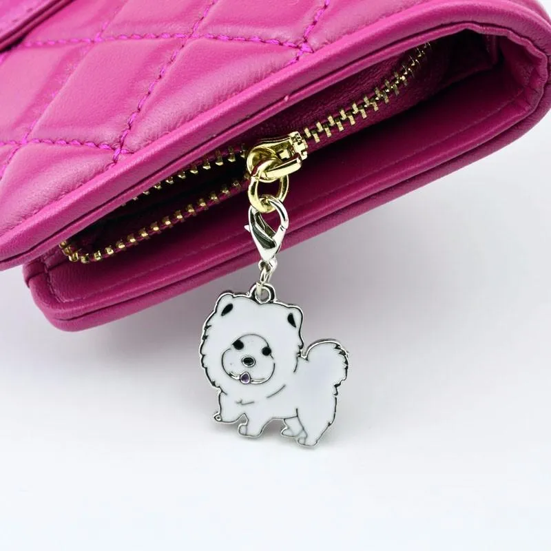 5Pcs/Lot Cute Chow Chow Sharpei Foxhound Pug Shepherd Dog Purse Charms