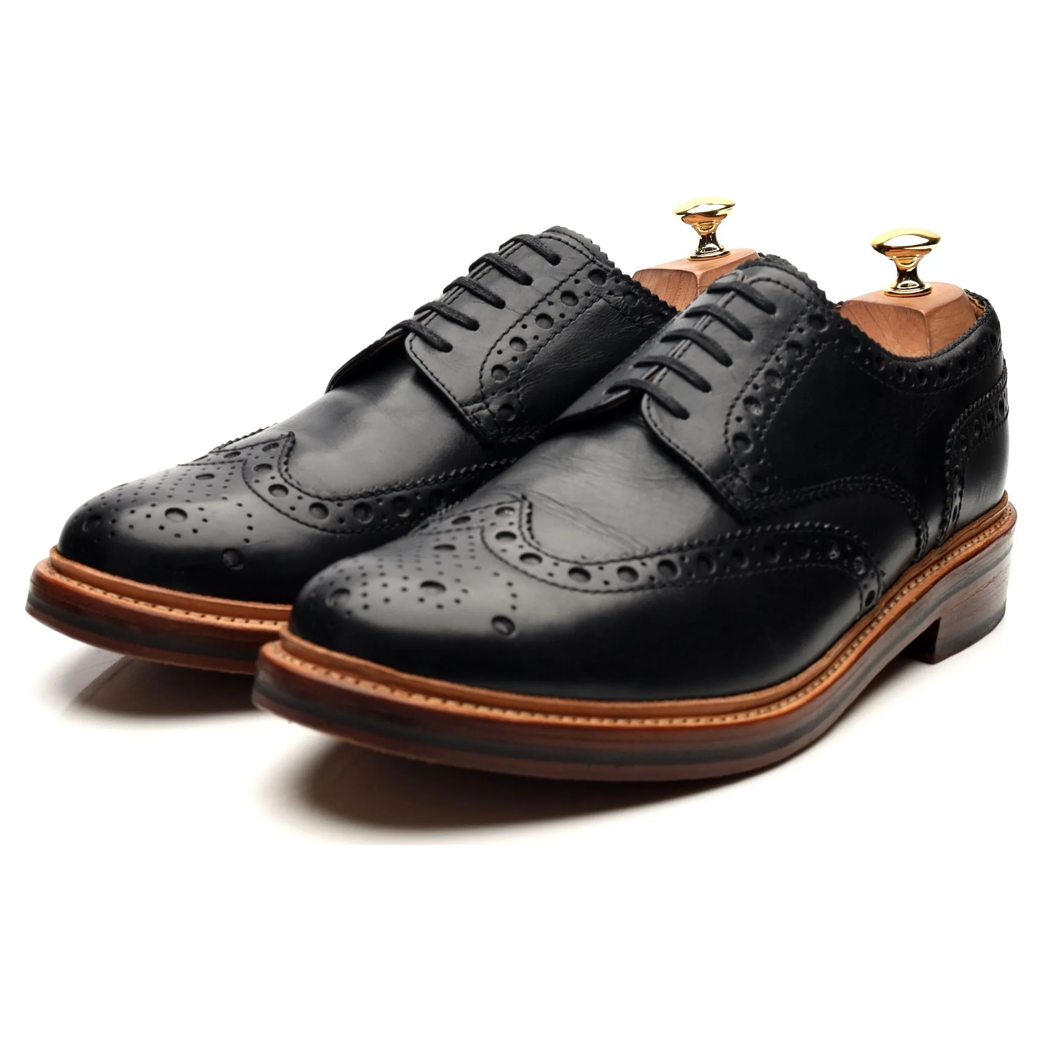 'Archie' Black Leather Derby Brogues UK 10.5 G