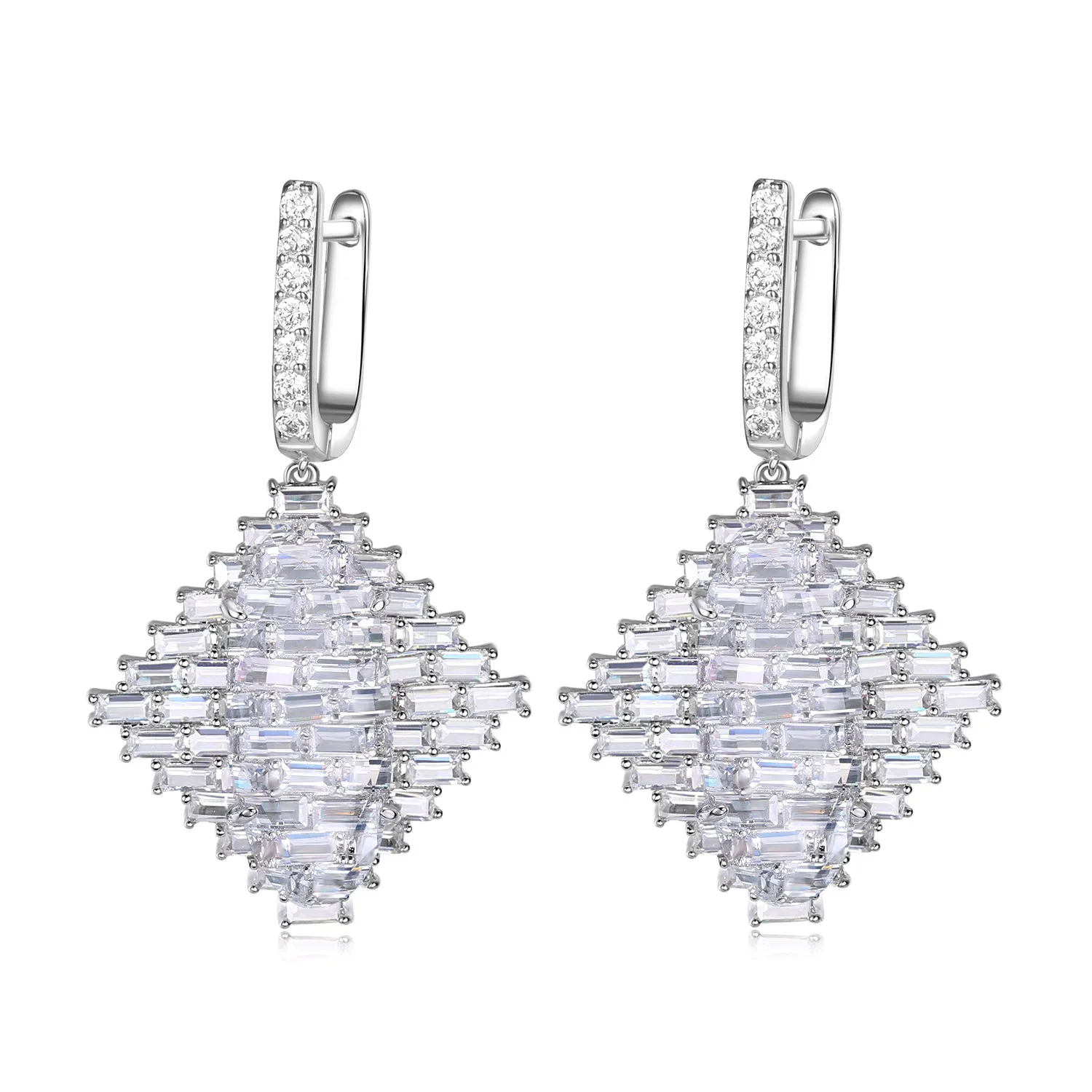 Audrey White Stone & Baguette CZ Earrings