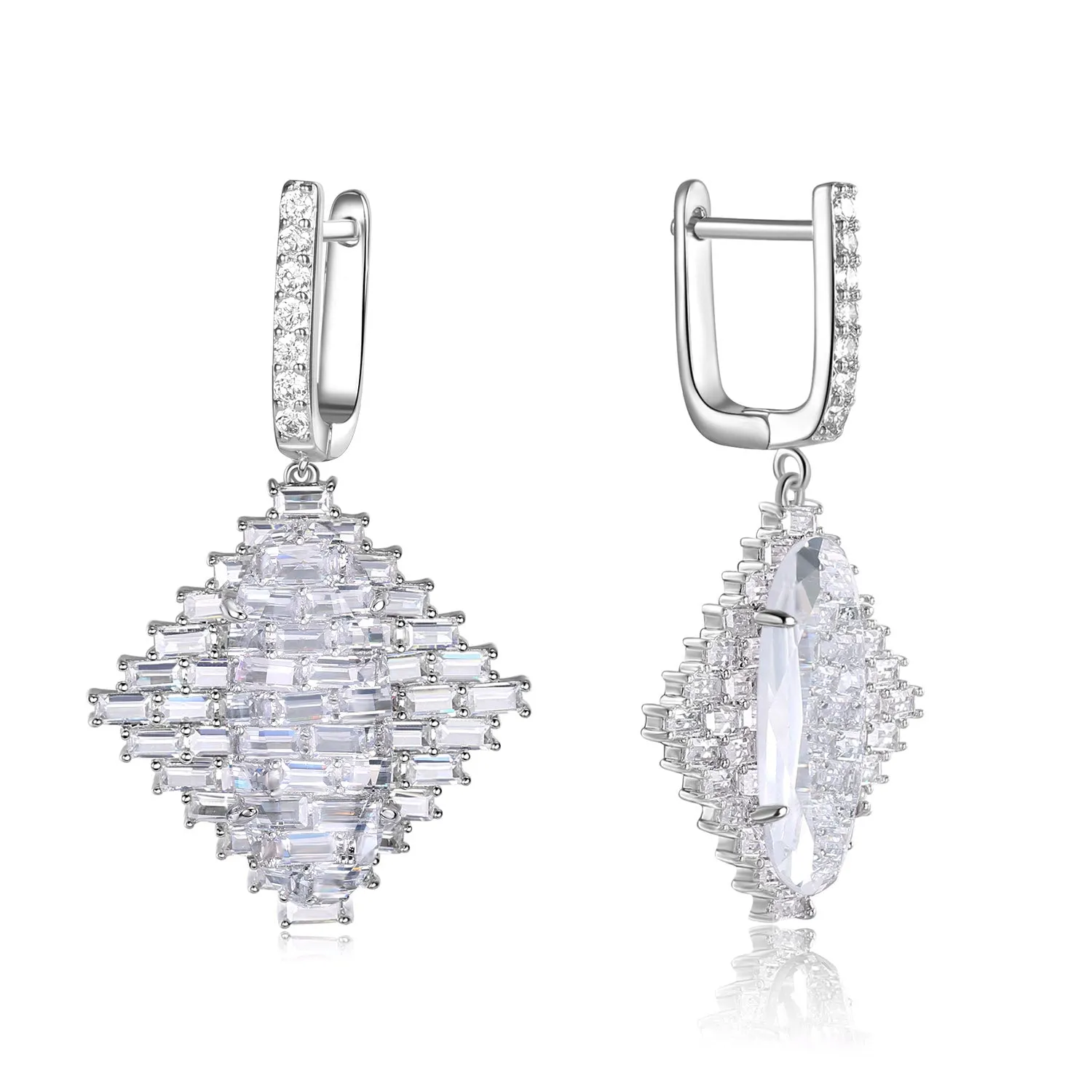 Audrey White Stone & Baguette CZ Earrings