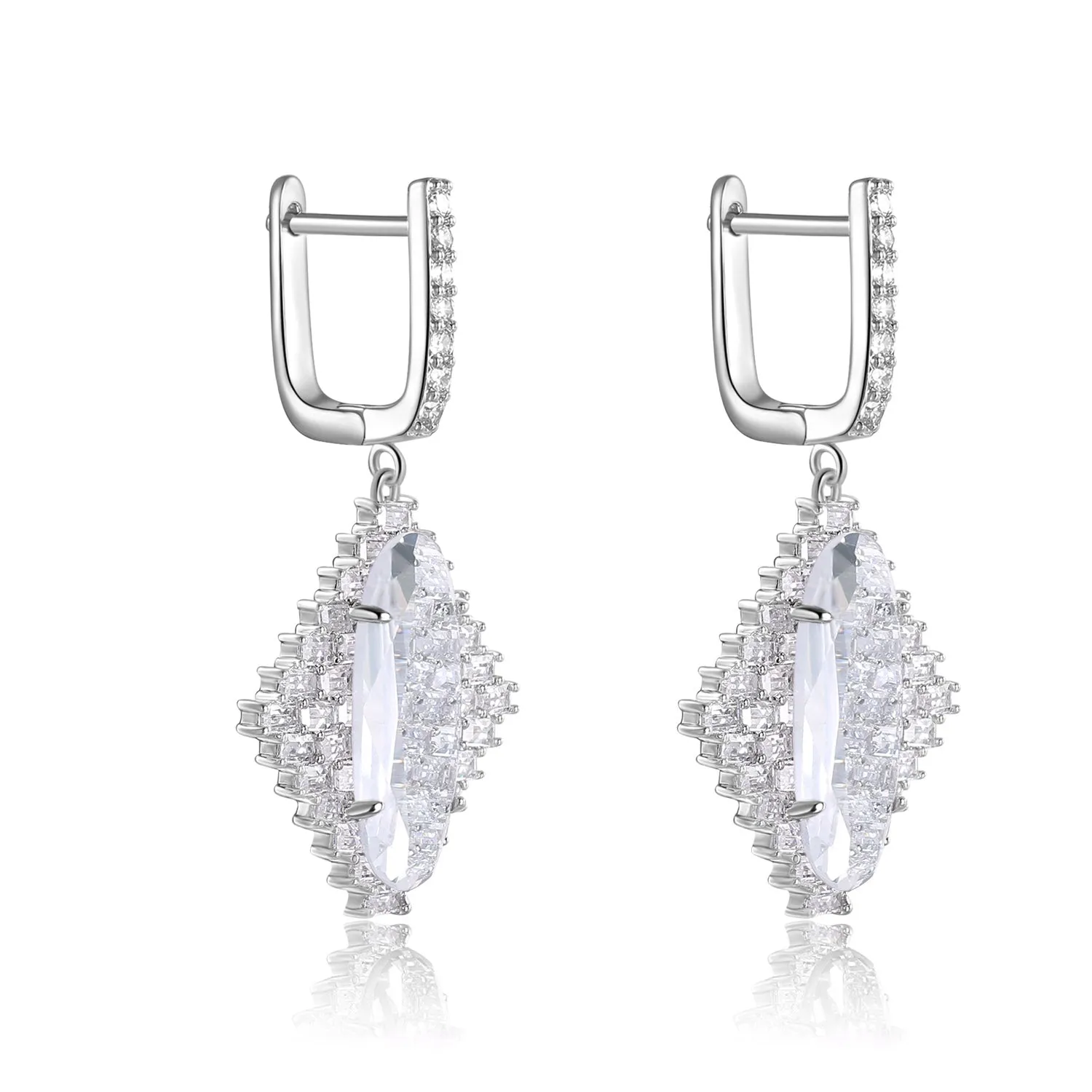 Audrey White Stone & Baguette CZ Earrings