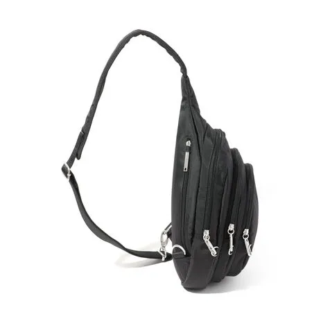 Baggallini Securtex Anti-Theft Multi Zip Sling: Black 