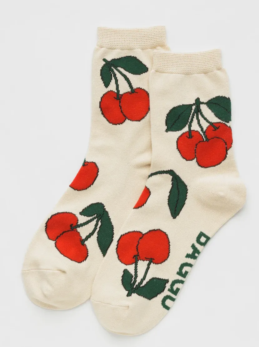 Baggu: Crew Sock - Ecru Cherry