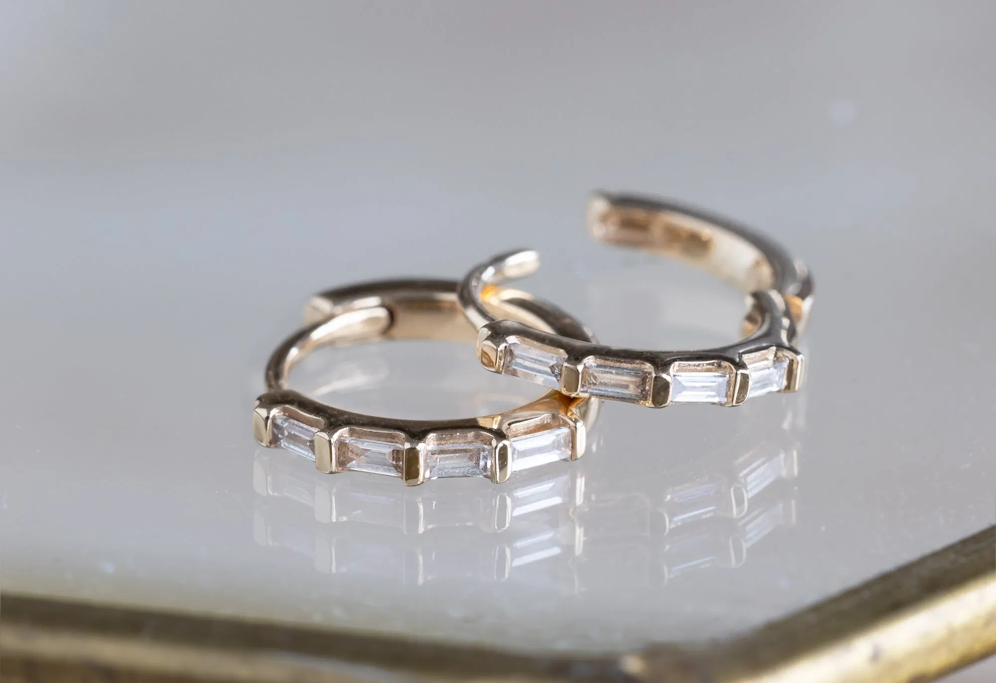 Baguette Diamond Huggie Hoops