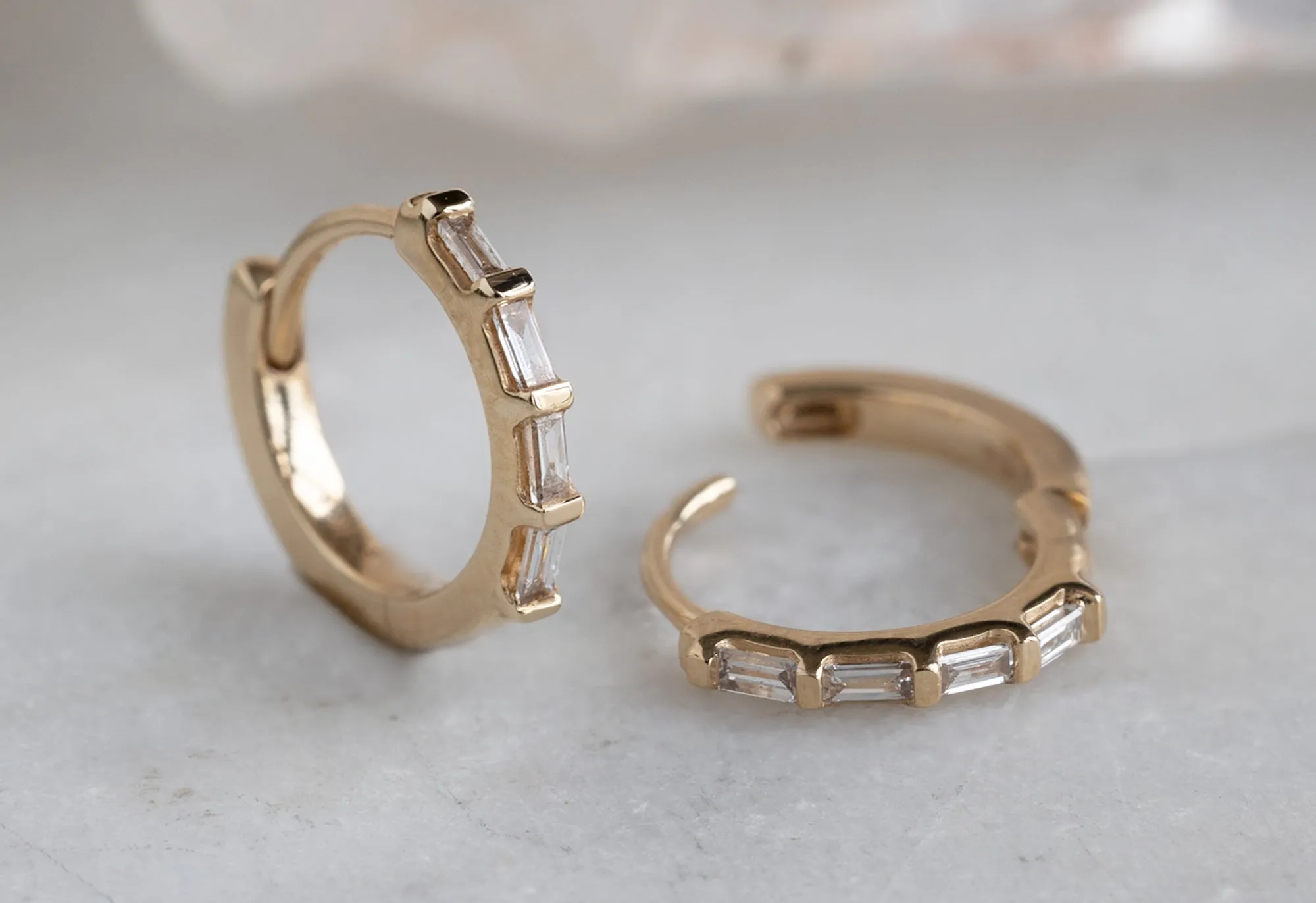 Baguette Diamond Huggie Hoops