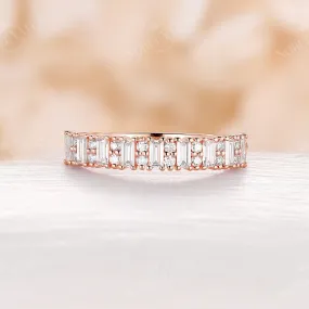 Baguette Moissanite Art Deco Rose Gold Cluster Wedding Band