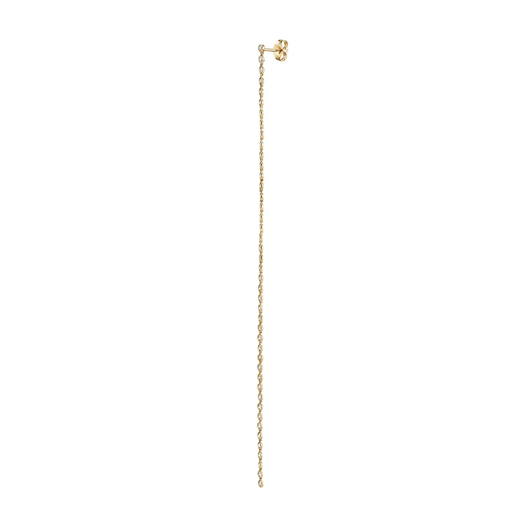 Bezel Shoulder Duster Earring - White Diamond / 14k Yellow Gold