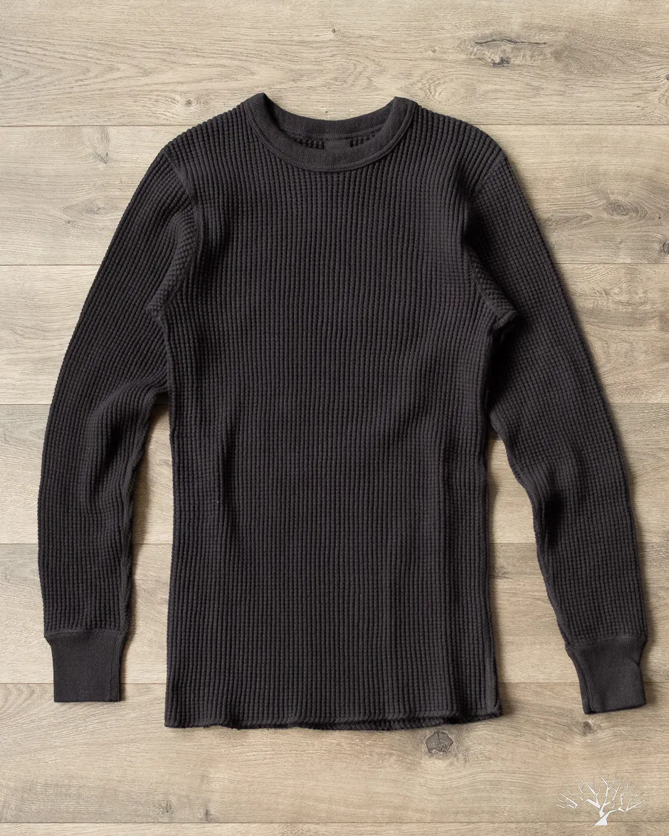 Big Waffle Thermal Long Sleeve T-Shirt - Black