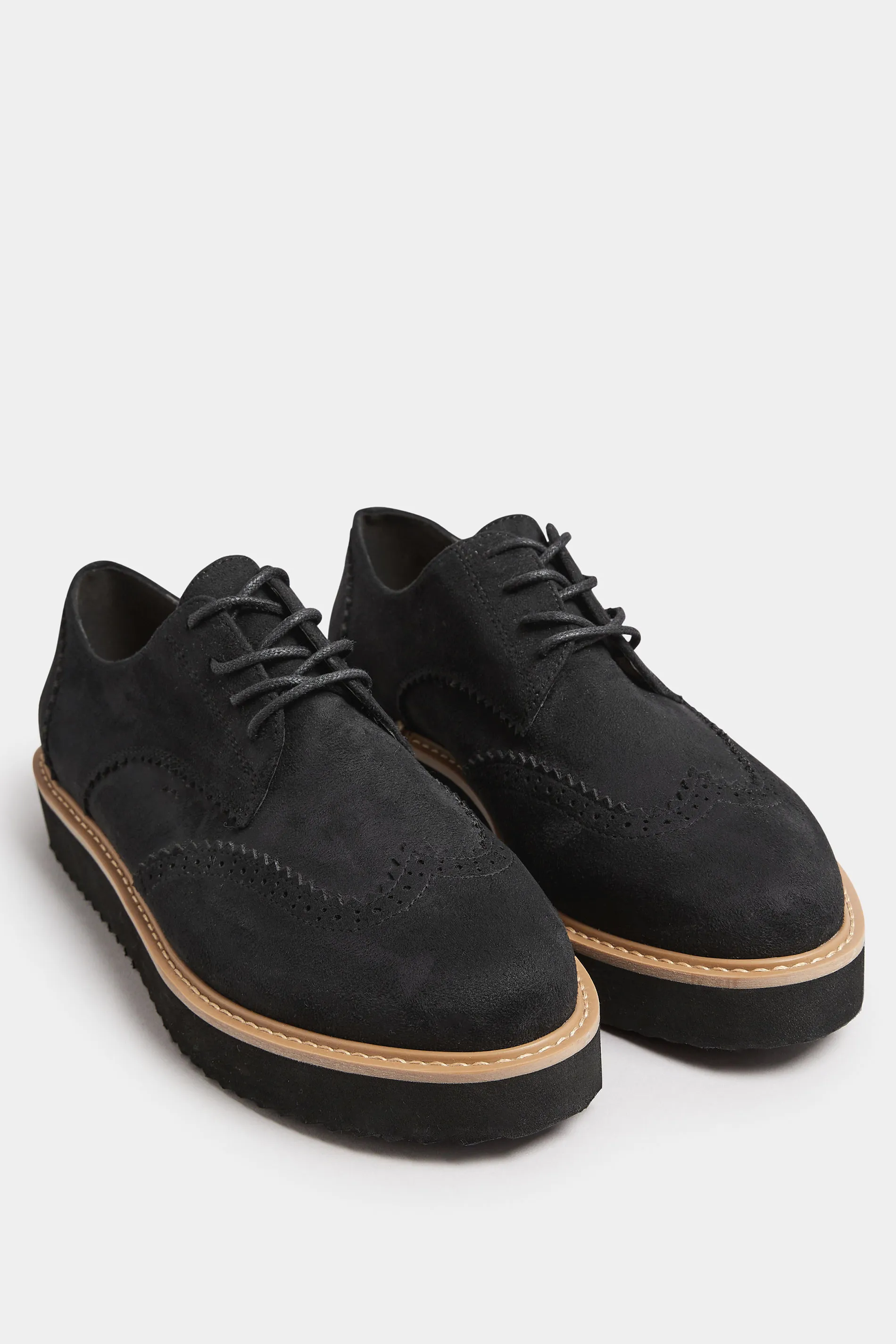 Black Faux Suede Derby Shoe In Extra Wide EEE Fit