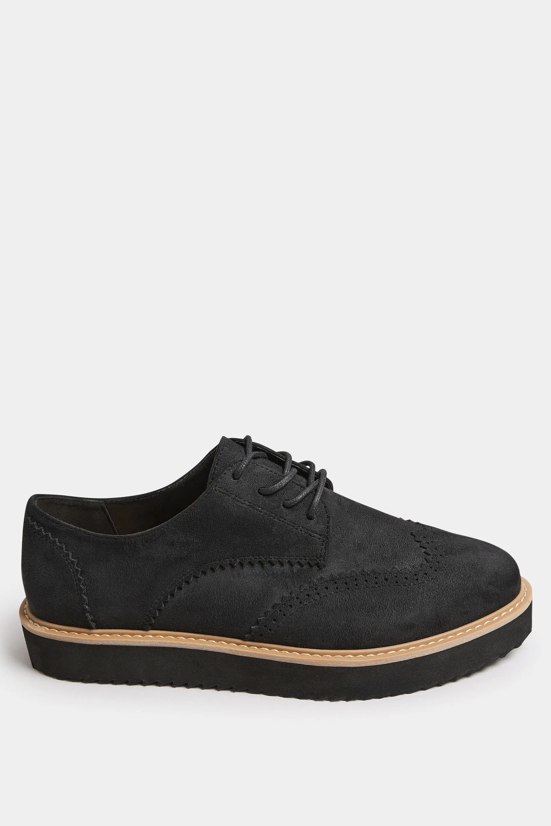 Black Faux Suede Derby Shoe In Extra Wide EEE Fit