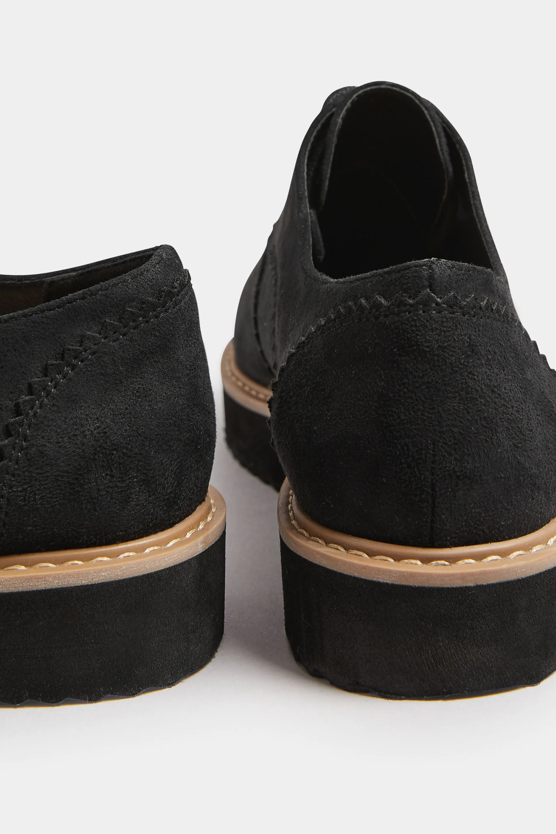 Black Faux Suede Derby Shoe In Extra Wide EEE Fit