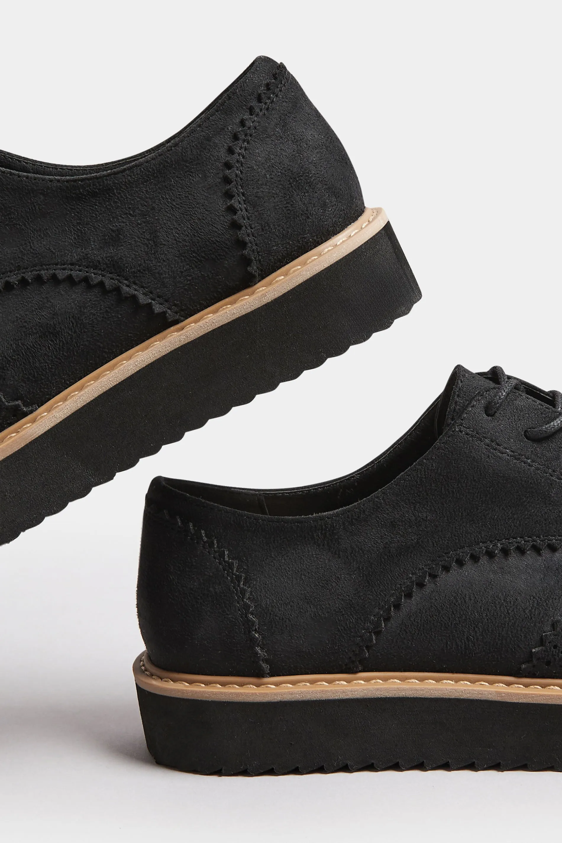 Black Faux Suede Derby Shoe In Extra Wide EEE Fit