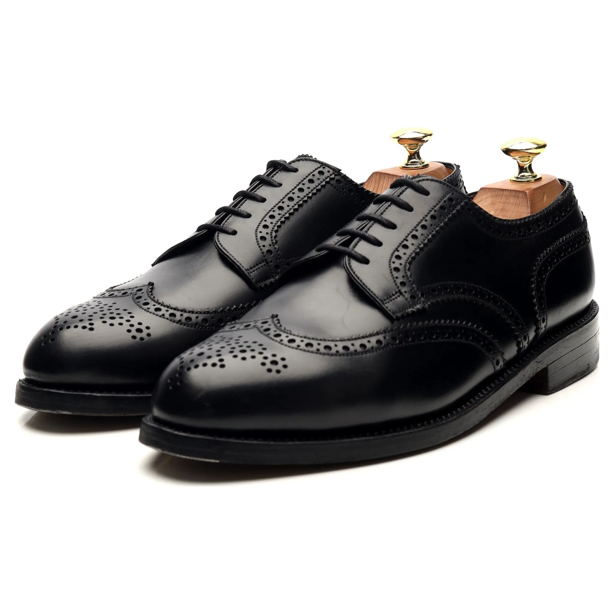 Black Leather Derby Brogues 8 D UK 8.5