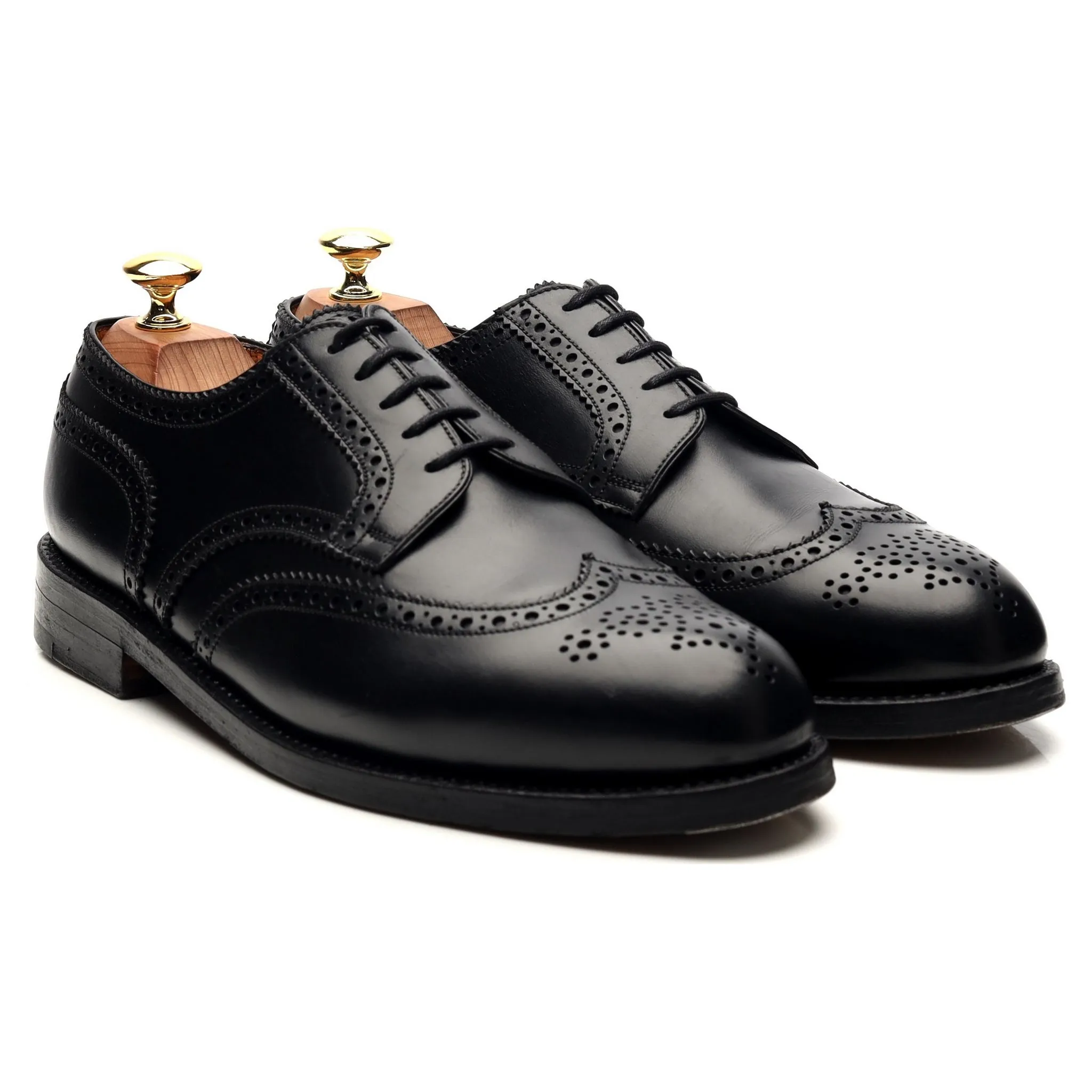 Black Leather Derby Brogues 8 D UK 8.5