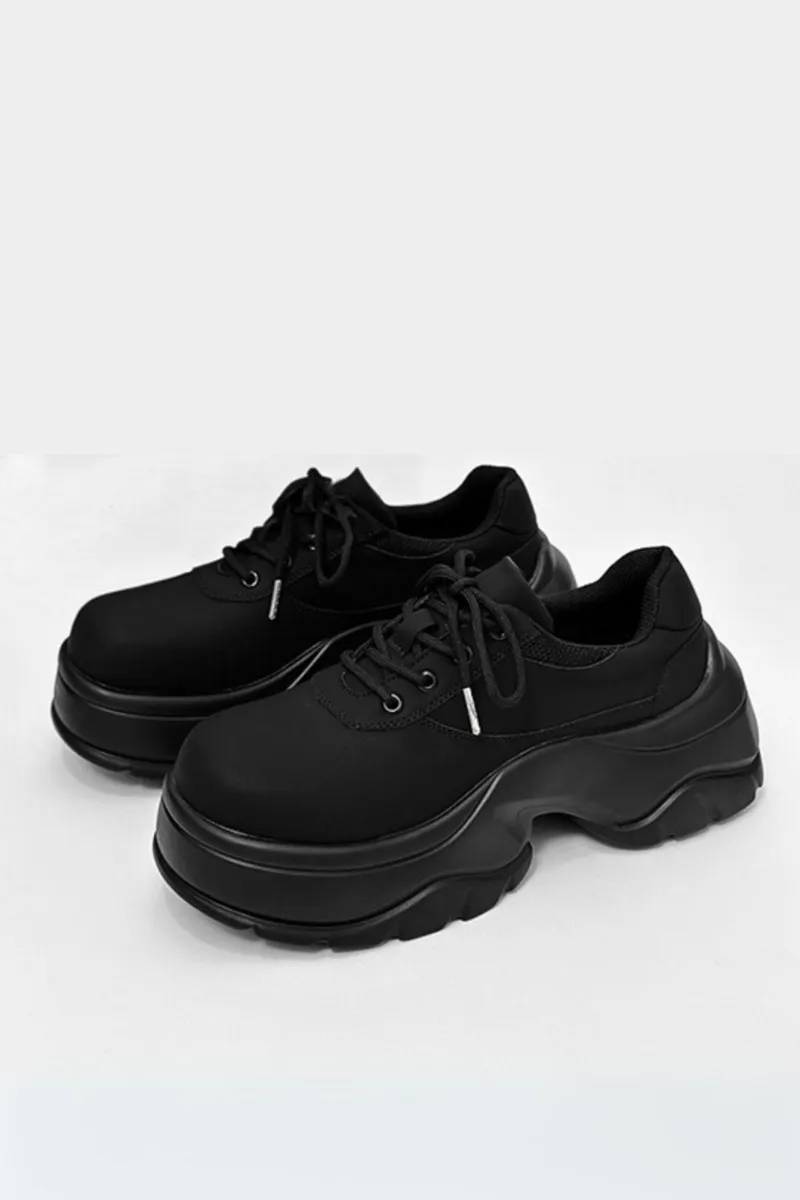 Black Platform Derby Shoes