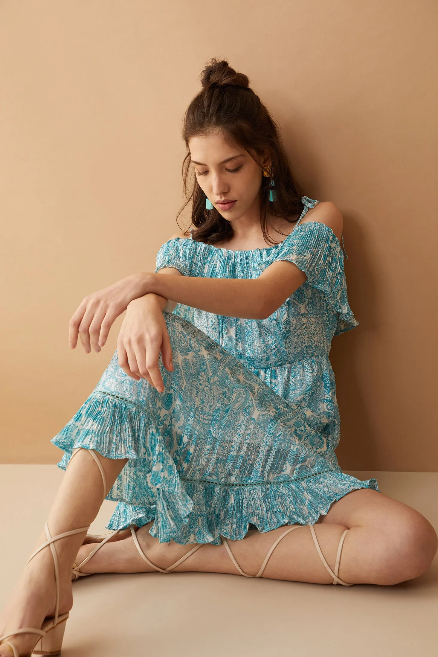 Blue Marlina Off-Shoulder Dress