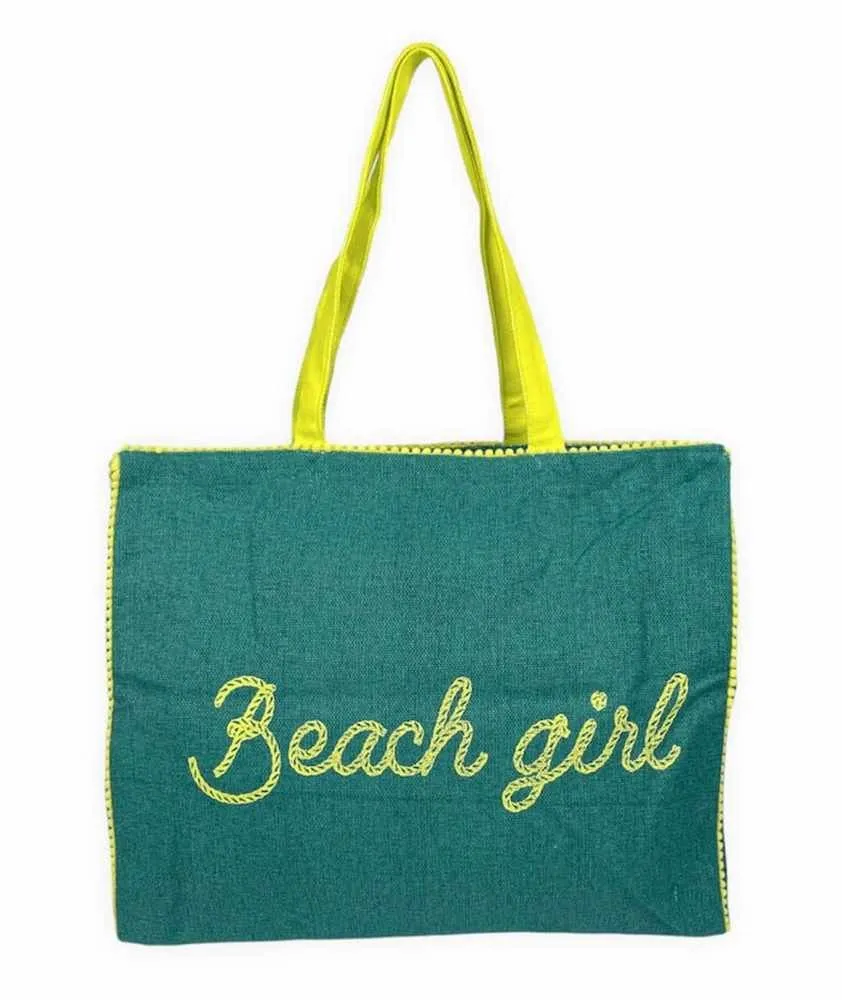 Borsa Mare Con Chiusura Lampo 48x38x16cm Cotone Canvas 100% Borsa da Spiaggia Spiaggia