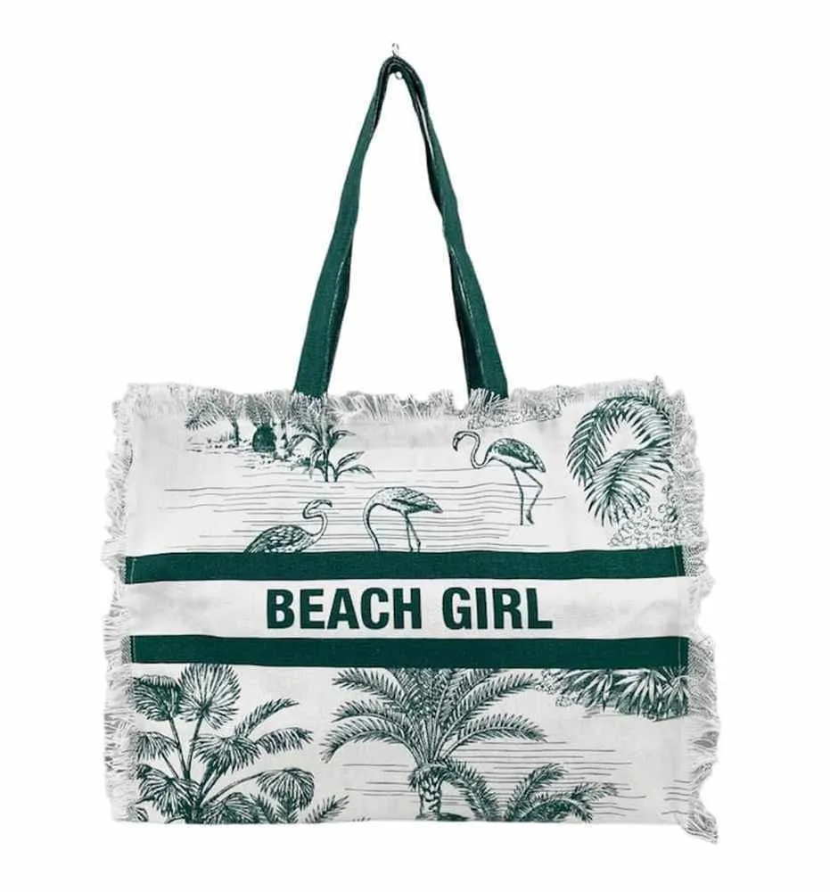 Borsa Mare Con Chiusura Lampo 48x38x16cm Cotone Canvas 100% Borsa da Spiaggia Spiaggia