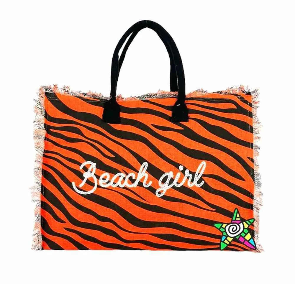 Borsa Mare Con Chiusura Lampo 48x38x16cm Cotone Canvas 100% Borsa da Spiaggia Spiaggia