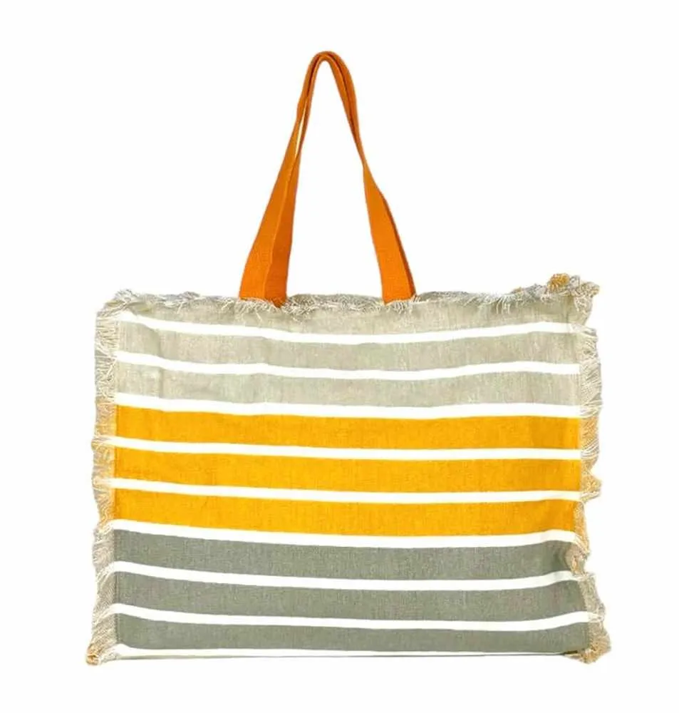 Borsa Mare Con Chiusura Lampo 48x38x16cm Cotone Canvas 100% Borsa da Spiaggia Spiaggia