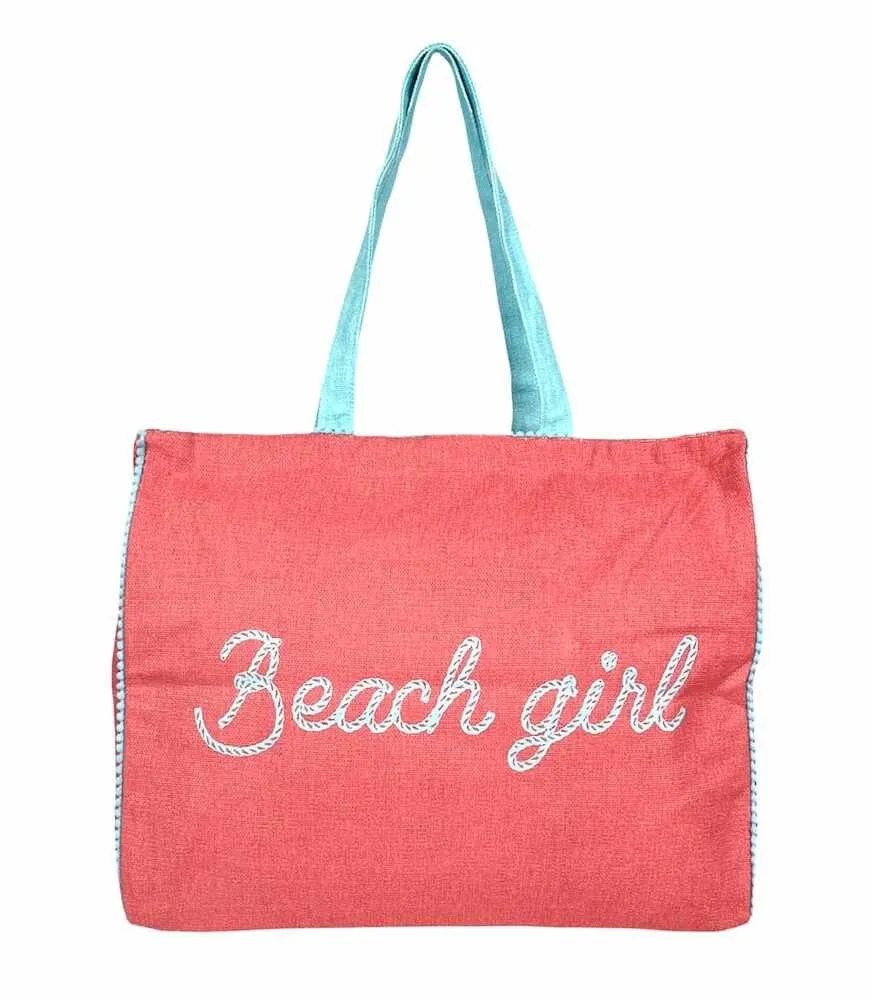 Borsa Mare Con Chiusura Lampo 48x38x16cm Cotone Canvas 100% Borsa da Spiaggia Spiaggia