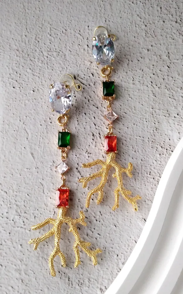 Branch Coral Shoulder Duster Earrings