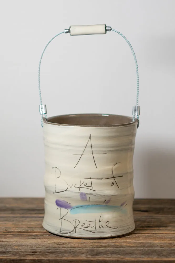 Breathe Hand Painted Ceramic Large Bucket