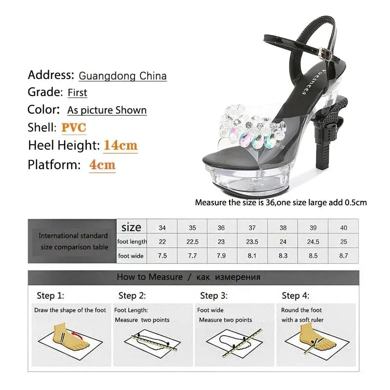 Buckle Strap LED Glowing Platforms Ultra-Heeled Rhinestones Pistol Pumps