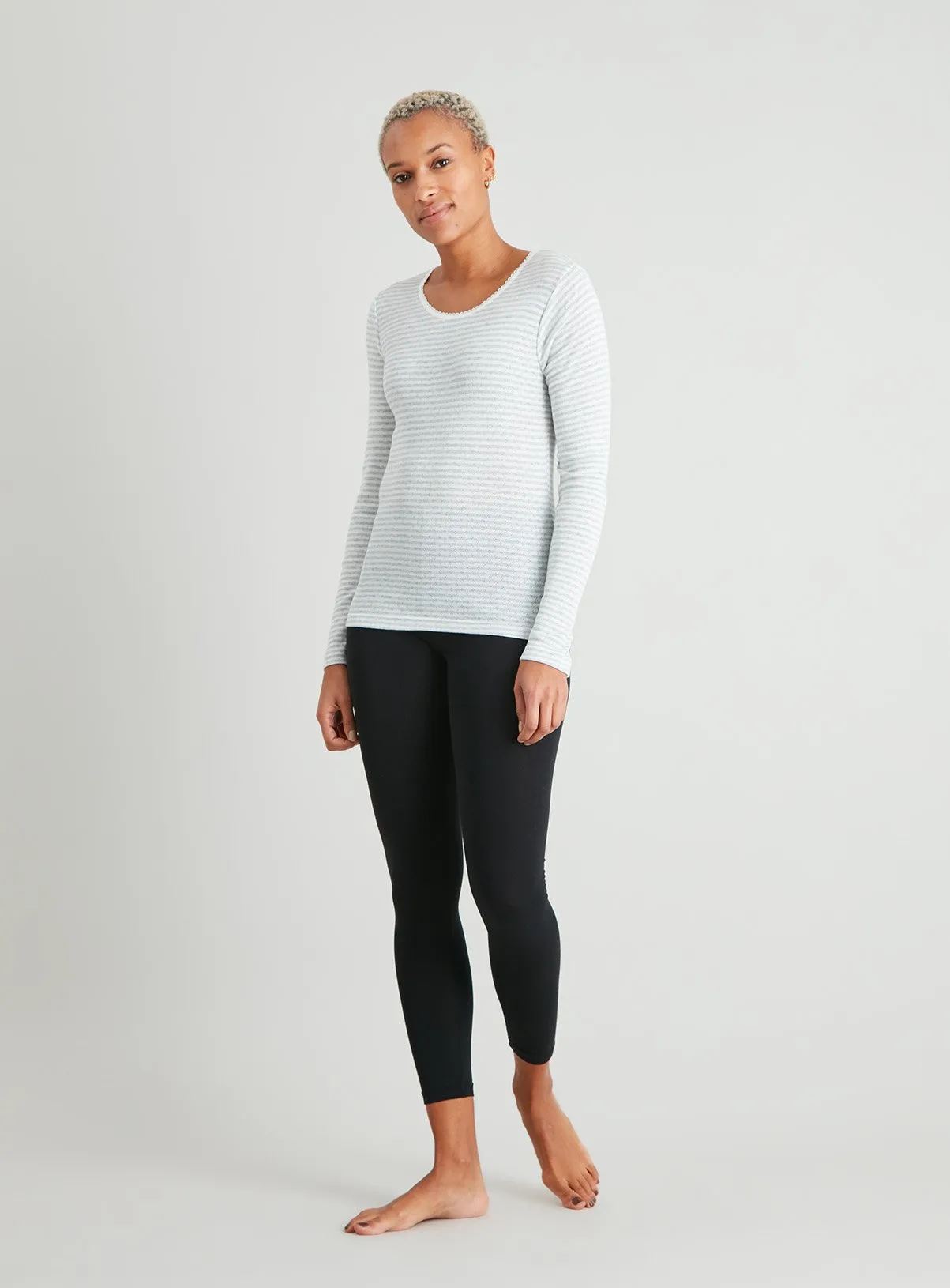 Buy Grey & Cream Pointelle Long Sleeve Thermal Top 2 Pack - 10 | Thermals | Tu