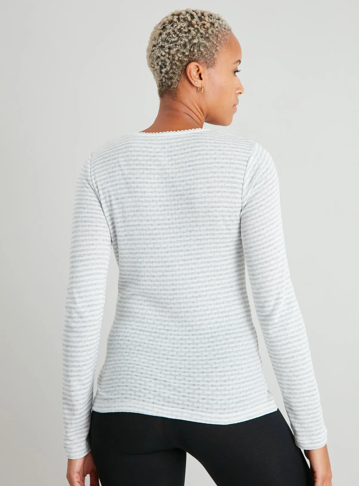 Buy Grey & Cream Pointelle Long Sleeve Thermal Top 2 Pack - 10 | Thermals | Tu