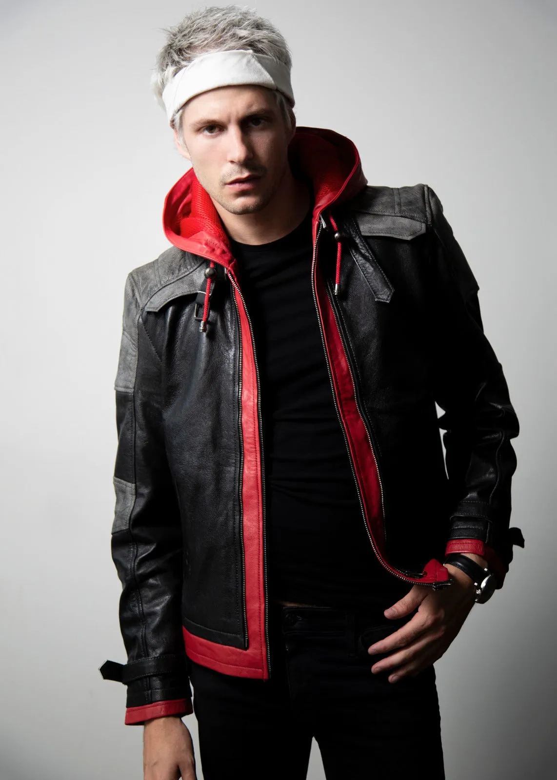 Buy Mens Arkham Knight Red Hood Leather Jacket | LucaJackets