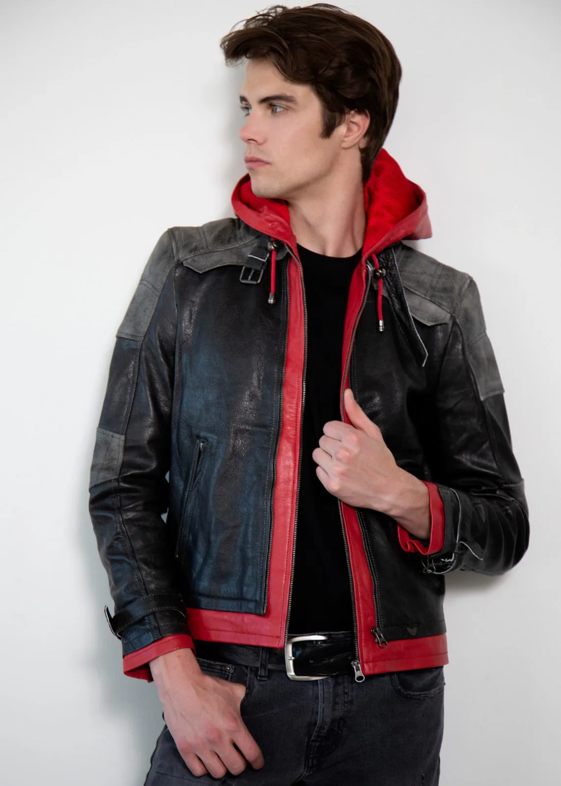 Buy Mens Arkham Knight Red Hood Leather Jacket | LucaJackets