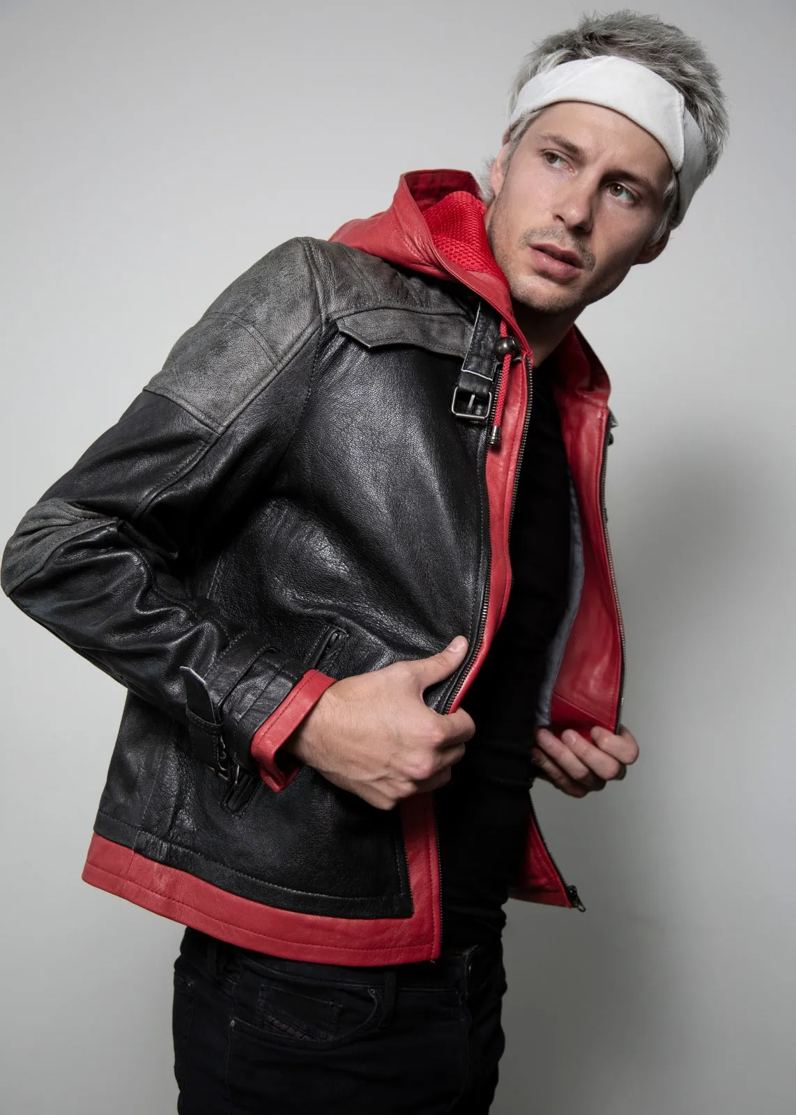 Buy Mens Arkham Knight Red Hood Leather Jacket | LucaJackets