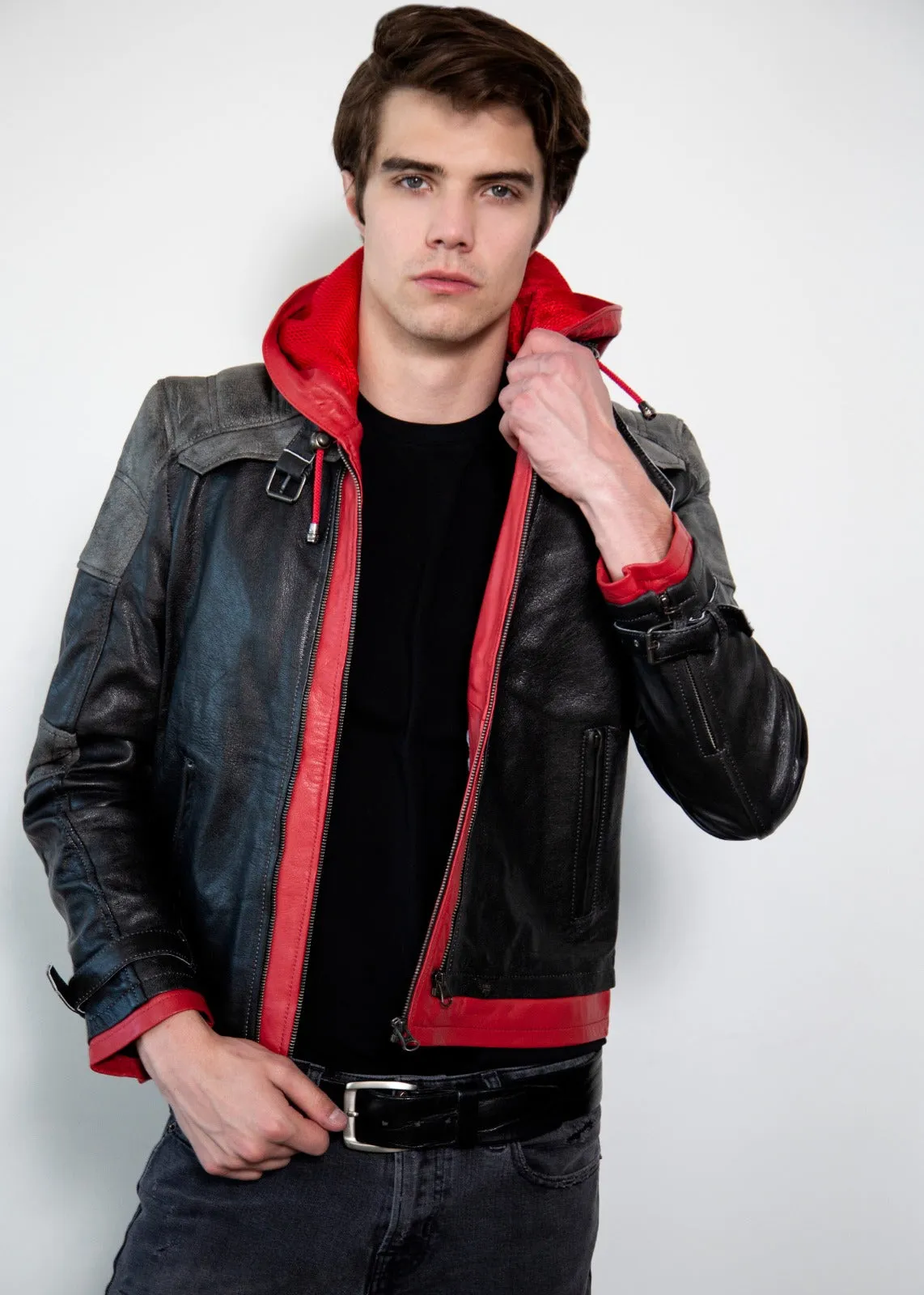 Buy Mens Arkham Knight Red Hood Leather Jacket | LucaJackets