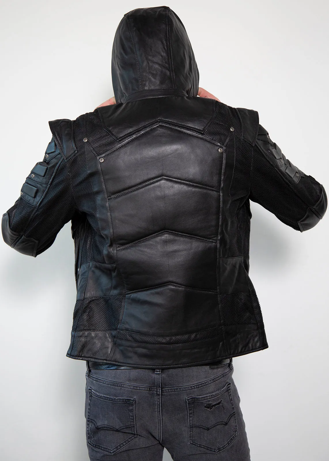 Buy Mens Black Green Arrow Leather Jacket Limited Edition | Luca Jackets