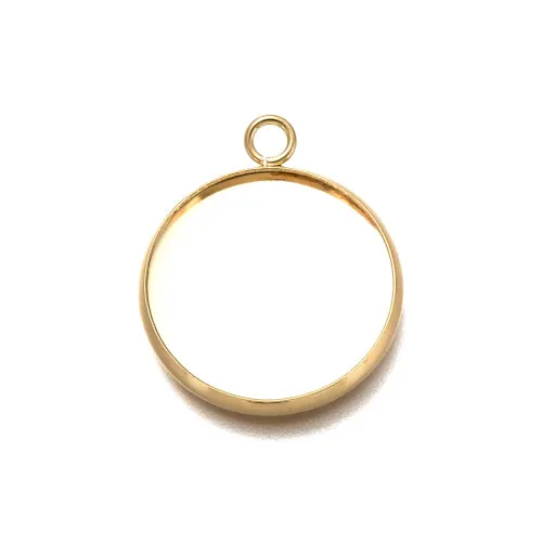 Cabochon Setting, 304 Stainless Steel, Pendant Base, Round, 18K Gold Plated, Bezel Cup, Fits 18mm