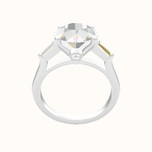 Cathedral Band with Tapered Baguette Sidestones Engagement Ring With Accent Diamond Head