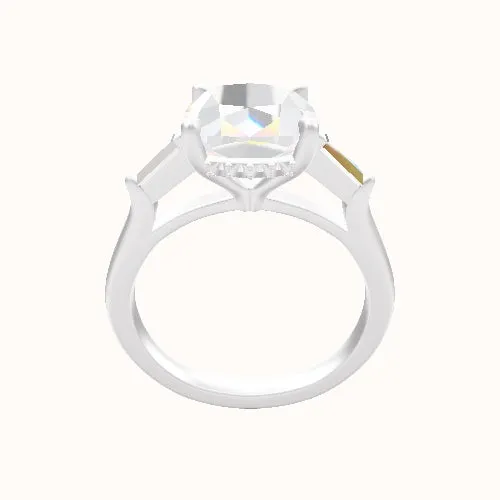 Cathedral Band with Tapered Baguette Sidestones Engagement Ring With Front set gallery Head