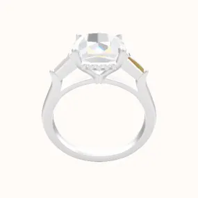 Cathedral Band with Tapered Baguette Sidestones Engagement Ring With Front set gallery Head