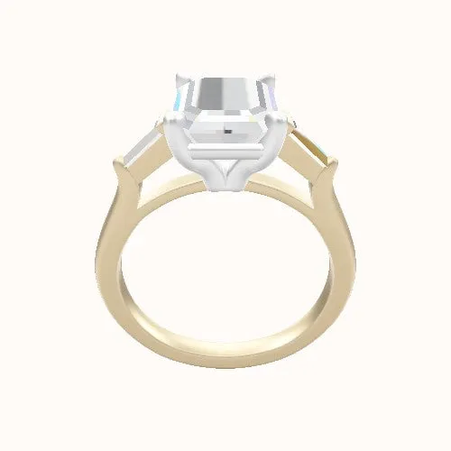 Cathedral Band with Tapered Baguette Sidestones Engagement Ring With Standard Four Prong Head