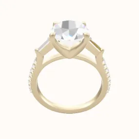 Cathedral Diamond Band with Tapered Baguette Sidestones Engagement Ring With Four Prong Head