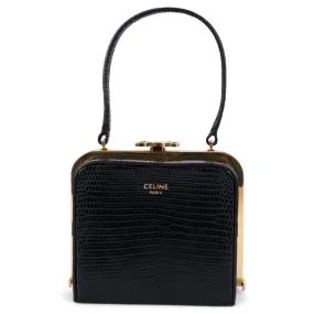 Celine Lana Minaudière Evening Bag Black Lizard