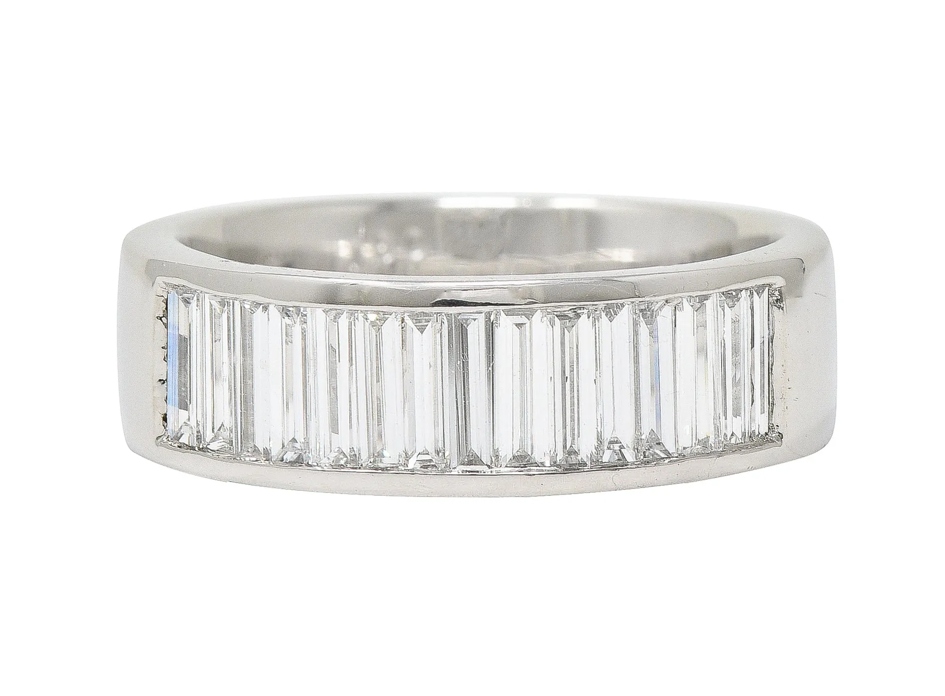 Contemporary 1.50 CTW Baguette Cut Diamond Platinum Channel Band Ring